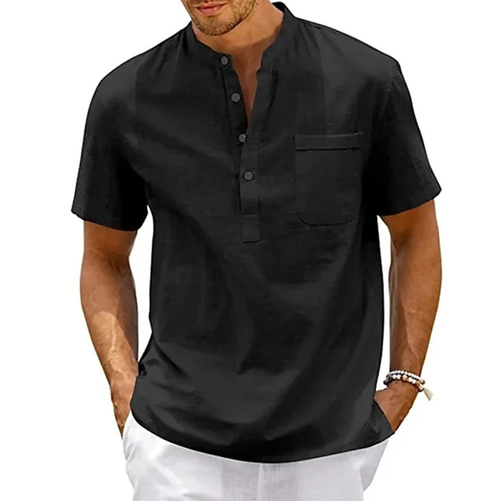 Esmerae -Men’s -Cotton- Linen -Henley -Pocket -Casual -Shirt.jpg