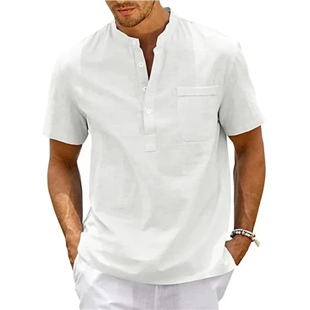 Esmerae -Men’s -Cotton- Linen -Henley -Pocket -Casual -Shirt.jpg