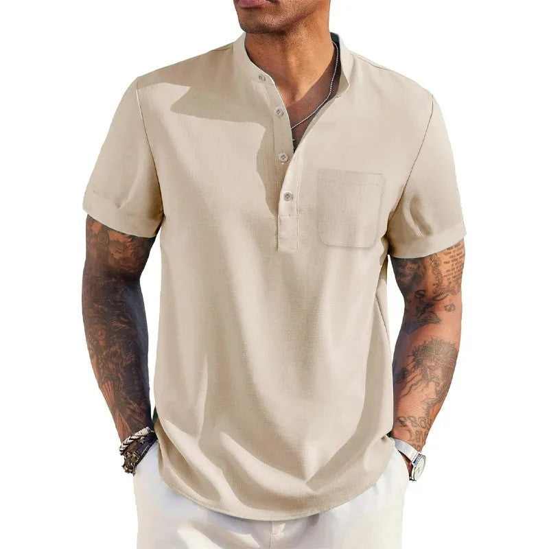 Esmerae -Men’s -Summer -Cotton- Linen- Casual -Pocket- T Shirt.jpg