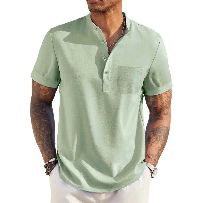 Esmerae -Men’s -Summer -Cotton- Linen- Casual -Pocket- T Shirt.jpg
