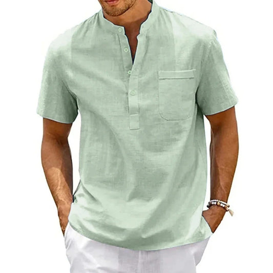Esmerae -Men’s -Cotton- Linen -Henley -Pocket -Casual -Shirt.jpg