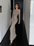 Autumn Spicy Girl Irregular Shoulder Two-Piece