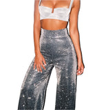 Sexy Silver Diamond High-Waist Pants