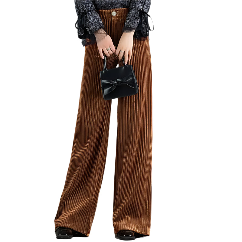Women’s Velvet High-Waist Wide-Leg Pants